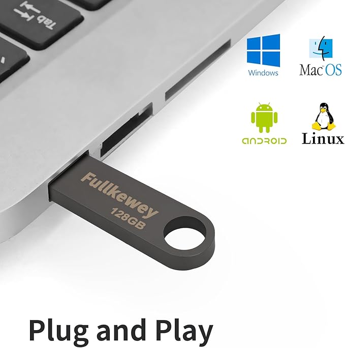 16G/32G/64G/128G Flash Drive, Fullkewey Sleek Metal USB 2.0, Metal Waterproof Compact Pen Drive,Thumb Drive, High Speed Memory Stick for PC Laptop Computer (Gold, 64, GB)