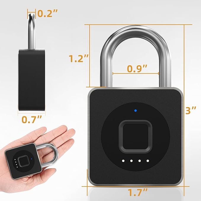 Pothunder Fingerprint Padlock with APP, Keyless Biometric Lock, Smart Waterproof Padlock Suitable for Gym, Locker, Gates, Fence and Storage