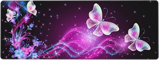 Butterfly Mouse Pad XL Large Mousepad Non Slip Rubber Base Desk Mat for Laptop Computer Gaming 31.5" X 12"