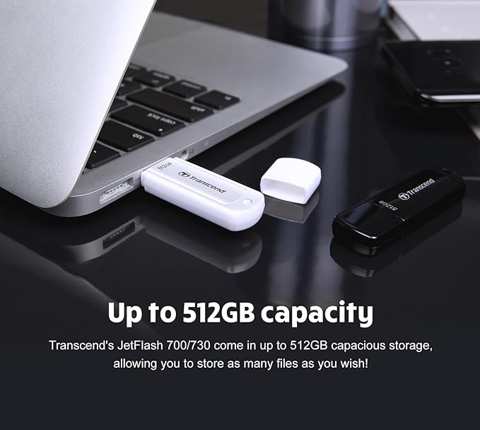 Transcend 128GB JF730 USB Flash Drive, USB3.1 Gen1, Pen Drive, White - TS128GJF730