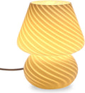 BSOD Mushroom Lamp,Glass Table Bedside Lamps Translucent Murano Vintage Style Striped Small Night Mushroom Decor Light Swirl for Ambient,Kids,Bedroom,Living,Girl Gift (Stripe White)