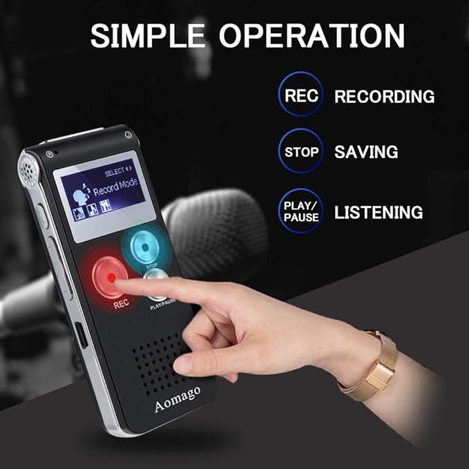 64GB Digital Voice Recorder Voice Activated Recorder for Lectures, Meetings, Interviews Aomago Audio Mini Recorder Portable Tape Dictaphone with Playback, USB, MP3