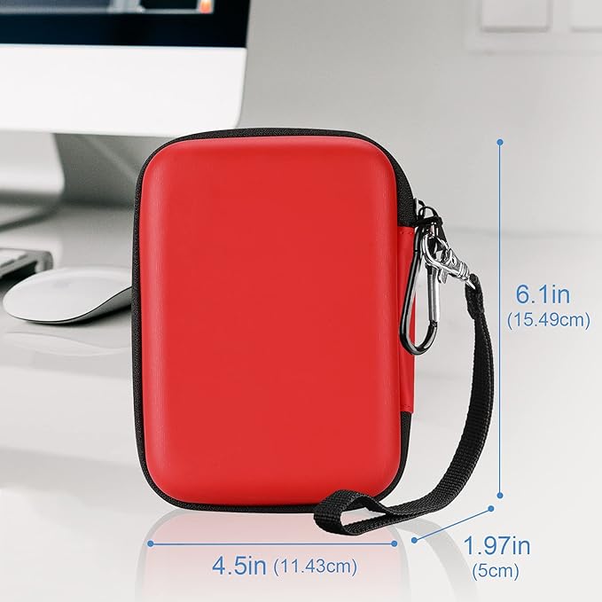 ProCase Hard Drive Case 2.5 Inch for Elements WD My Passport Canvio Basics Seagate Backup Plus Slim Expansion 1TB 2TB 3TB 4TB, Portable Carrying Case Holds 2 External Hard Drives -Red