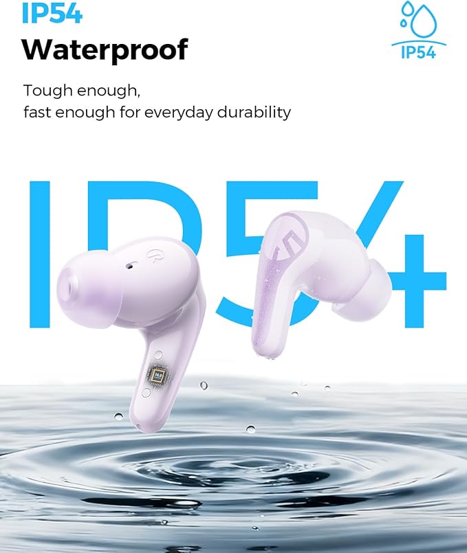 SoundPEATS C30 Hybrid ANC Earbuds, LDAC Hi-Res Audio, 52H Playtime, 52dB Adaptive Noise Cancelling Wireless Earbuds, 6-Mic Clear Call, 12mm Driver, Bluetooth 6.0, Multi-Point, IP54 - Pink