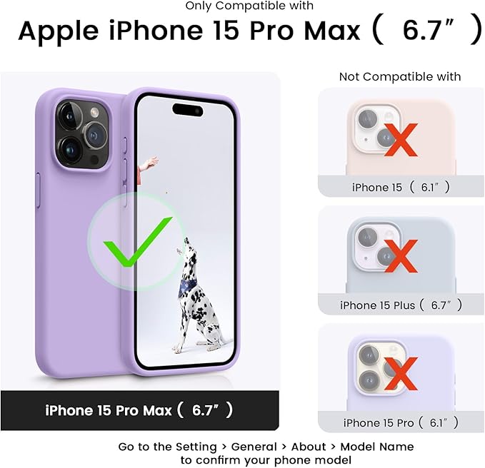 OTOFLY Compatible with iPhone 15 Pro Max Case, Silicone Shockproof Slim Thin Phone Case for iPhone 15 Pro Max (6.7 inch), (Light Purple)