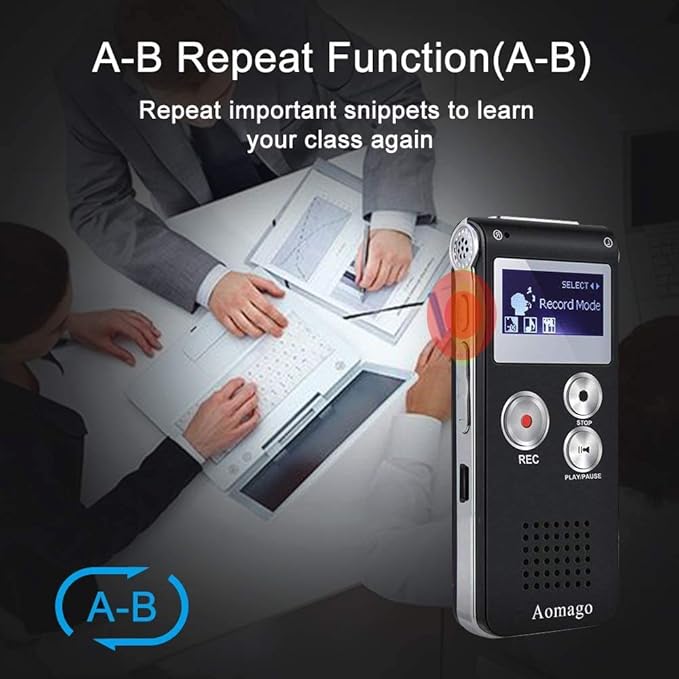 64GB Digital Voice Recorder Voice Activated Recorder for Lectures, Meetings, Interviews Aomago Audio Mini Recorder Portable Tape Dictaphone with Playback, USB, MP3