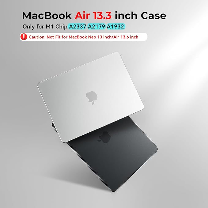 BlueSwan for MacBook Air 13.3 inch Case, 2020-2018 M1 A2337 A2179 A1932, Anti-Scratch Flexible Protective Laptop Cover with Grippy Matte Texture, Slim and Easy Installation, Frosted White