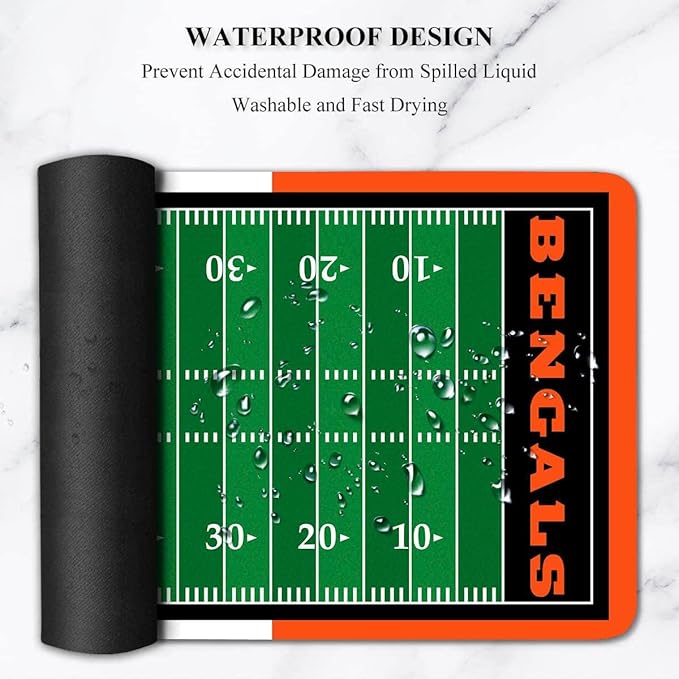 Large Gaming Mouse Pad, Mousepad with Non-Slip Rubber Base for Laptop Computer Desktop Keyboard,Football Fans Black Orange Design Mat Boy Husband Gift