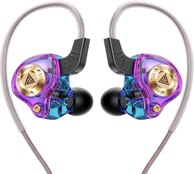 Piluyaa Wired Gaming Headphones IEM Earphones with 1DD，QKZ ENZO in Ear Monitor, HiFi Earbuds, Bass Sound with New 11mm Dynamic Driver for Video Music Gaming (Colorful)