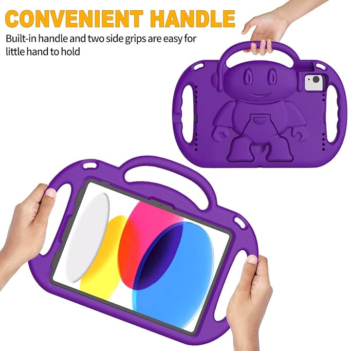Kids Case for iPad 11th Generation (A16) 11" 2025 & 10th Gen 10.9" 2022 & iPad Air 11" 2025/2024 & Air 5th/4th Gen & Pro 11, Durable Protective Cover with Shoulder Strap Handle Stand, Purple