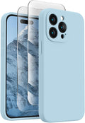 FireNova Designed for iPhone 15 Pro Max Case, Silicone Upgraded [Camera Protection] Phone Case, Soft Anti-Scratch Microfiber Lining Inside, 6.7 inch, Sky Blue