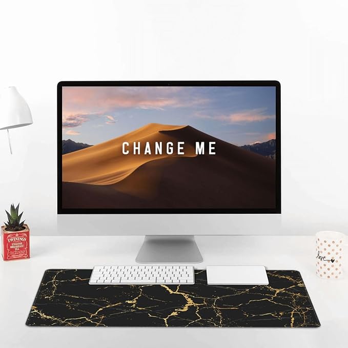 Black and Gold Marble Large Extended Mouse Pads XL Mousepad with Stitched Edges Marbling Non-Slip Rubber Base Computer Keyboard Pad Desk Mat for Home Office Desk Decor, 29.5" X 15.8"
