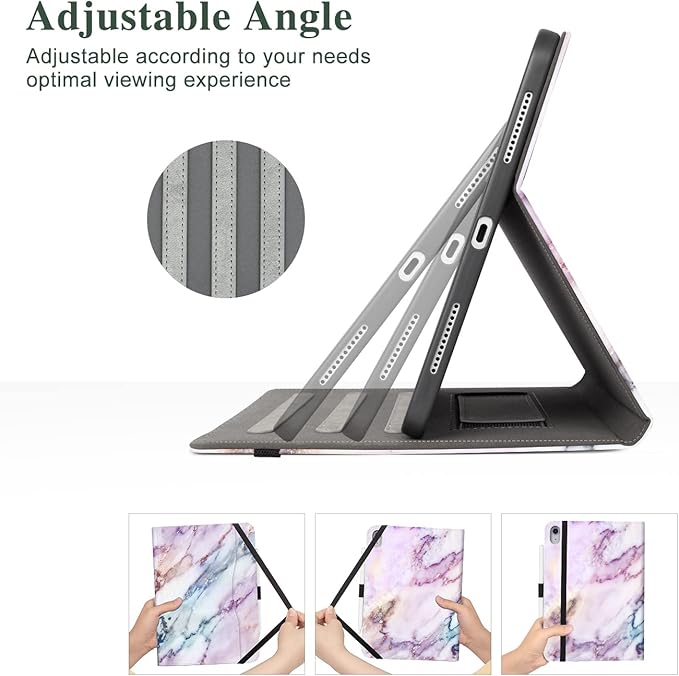 Vimorco for iPad A16 Case 11th Generation 2025 11-inch, for iPad 10th Generation Case 10.9-inch for Girls and Women with Pencil Holder, 3 Adjustable Stands, Auto Sleep/Wake,Card Pocket, Purple Marble