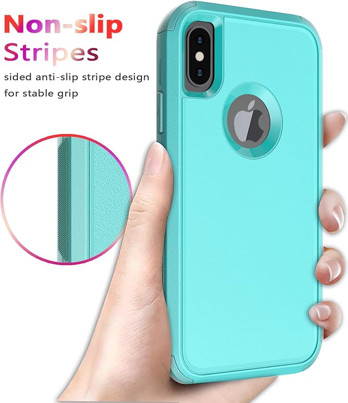 Diverbox for iPhone X Case/iPhone Xs Case [Shockproof] [Dropproof] [Tempered Glass Screen Protector ] Heavy Duty Protection Phone Case Cover for Apple iPhone X/XS (Teal)
