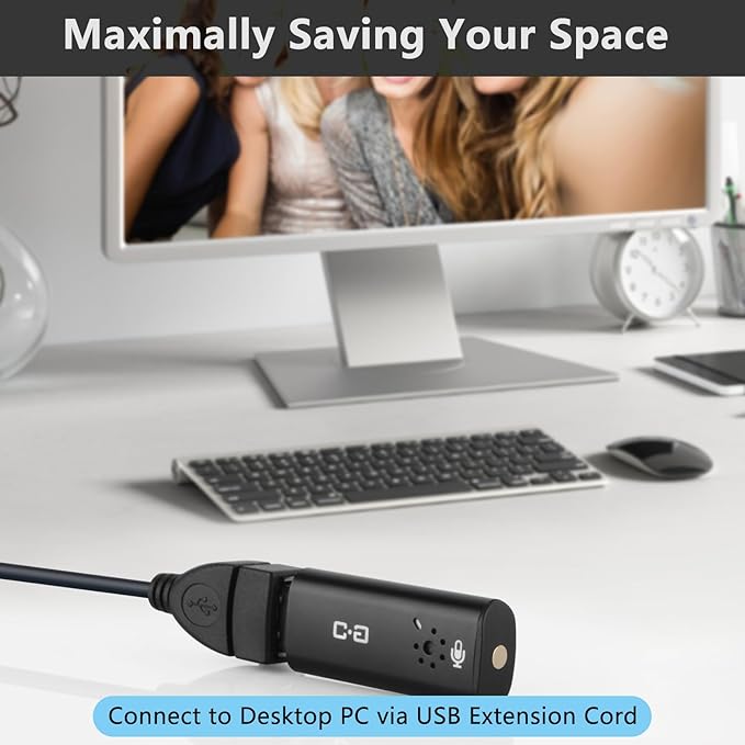 DUNGZDUZ Upgrade Mini USB Computer Microphone with Touch Sensitive Mute Button & LED Indicator, Plug-and-Play Condenser Mic for Laptop & Desktop, Clear Audio for Calls, Meetings, Study & Travel