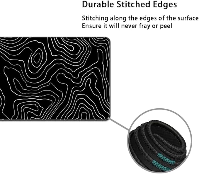 Desk Mat, Large Gaming Mouse Pad with Wrist Rest, 4 in1 XXL Mouse pad+Keyboard Wrist Rest+Mouse Pad Wrist Support+Cup Coaster Set, Ergonomic Desk Pad for Home Office, Topographic Line