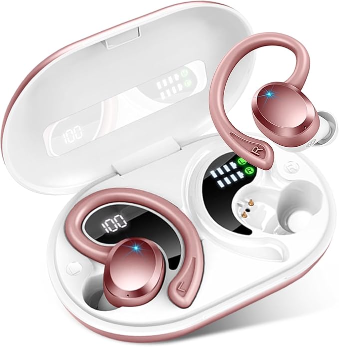 Wireless Earbuds, Sport Bluetooth 5.4 Headphones 2026 New Bluetooth Earbuds with 56Hrs Stereo, 4 ENC Mic, Noise Canceling Over-Ear Buds with Earhooks, IP7 Waterproof Earphones for Workout/Running/Gym