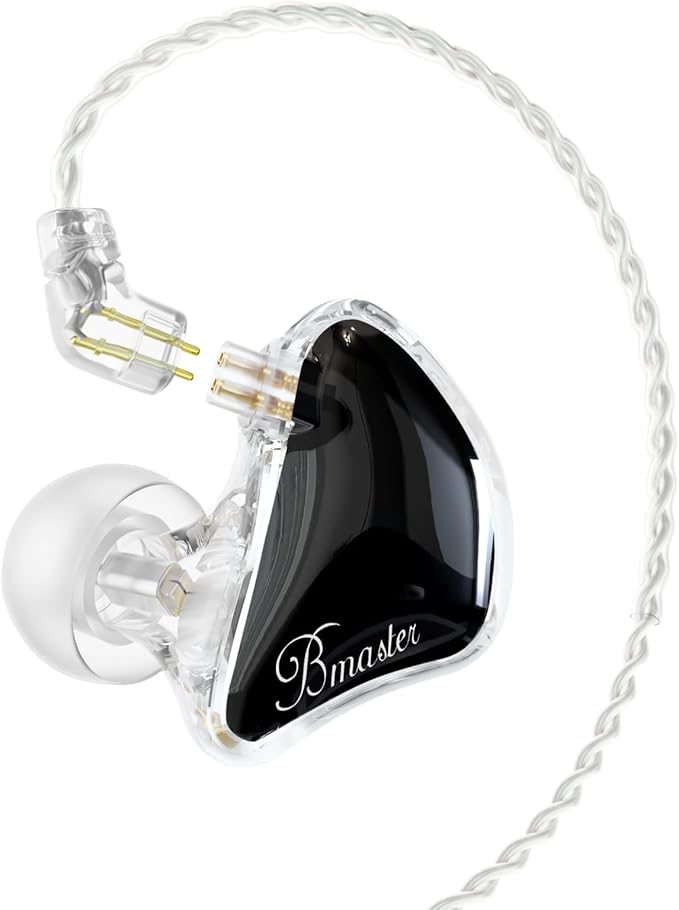 BASN Bmaster 2Pin Triple Drivers in Ear Monitor Headphones for Musicians, Professional IEMs with Case and Detachable Cables (Black)