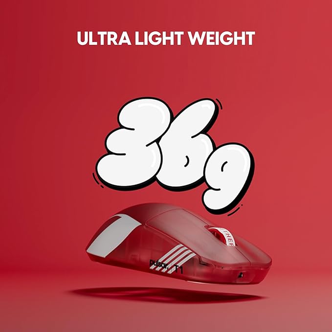 Pulsar Gaming Gears X2 Crazylight Wireless Gaming Mouse, Ultra Lightweight 1.27 oz (36g), Optical Switch, 32000 DPI, 750 IPS, XS-1 Sensor, 8k Compatible (Mini, Red, T1 Edition)