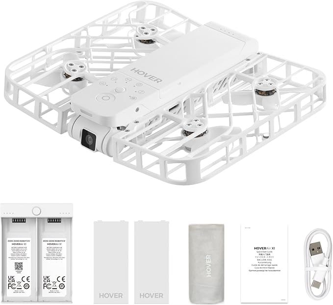HOVERAir X1 Drone with Camera, Follow-me Drone with Self-Flying Mode, Foldable Mini Drone with HDR Video Capture, Palm Takeoff, Intelligent Flight Paths, Hands-Free Control White (Combo Plus)