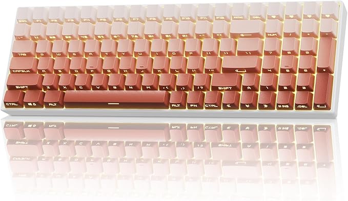 ZORNHER ZH100 Wireless Mechanical Keyboard,98% Pink Creamy Keyboard with Number Pad,Full Size Rose Gold Gaming Keyboard,Lighted Up PBT Dipped Keycaps,Creamy Sounding Linear Switches