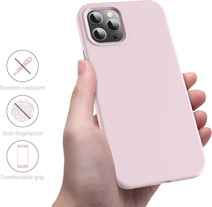 OTOFLY Compatible with iPhone 12 Pro Max Case 6.7 inch(2020),[Silky and Soft Touch Series] Premium Soft Liquid Silicone Rubber Full-Body Protective Bumper Case (Ice Pink)