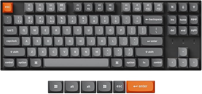 Keychron K8 Max QMK Wireless Custom Mechanical Keyboard, TKL 80% Layout Bluetooth/2.4G/USB-C Programmable, RGB Backlit Hot Swappable Super Red Switch NKRO for Mac/Windows/Linux