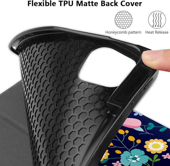 DONGKE Floral Design Case for iPad Pro 12.9 inch 6th, 5th, 4th, 3rd Gen with Pencil Holder, Auto Wake/Sleep, and Stand