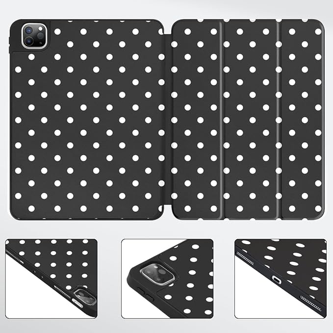 Tuiklol for iPad Pro 12.9 inch 6th / 5th / 4th / 3rd Generation 2022 2021 2020 2018 Release Case - Built in Pencil Holder Slim Protective Cover with Auto Wake/Sleep,Spot-Black