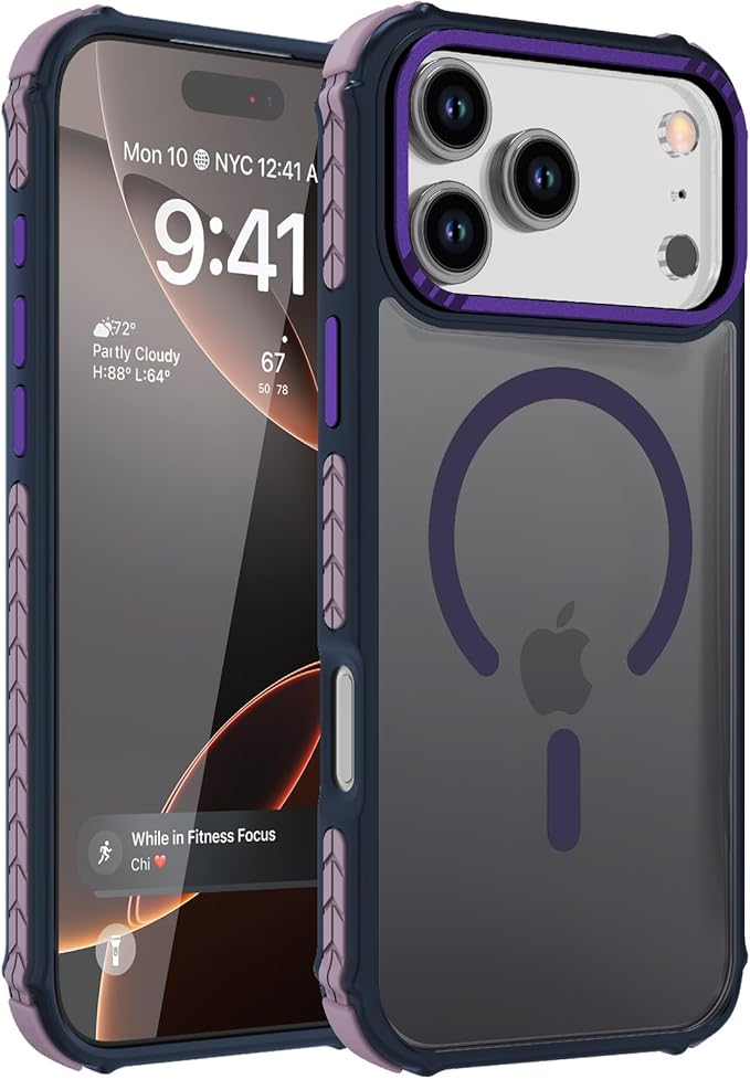 DEERLAMN Strong Magnetic Case for iPhone 17 Pro Max 6.9-Inch,[Compatible with Magsafe][Military Grade Drop Protection] Translucent Matte Shockproof Protective Phone Cover-Frosted Purple