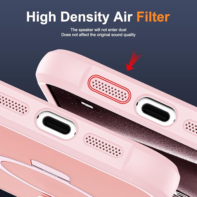 SKYLMW Compatible with iPhone 13 Pro Case with Invisible Magnetic O-Ring Stand Military-Grade Translucent Case for iPhone 13 Pro 6.1" [Compatible with Mag-Safe][Great Grip Feeling], Pink