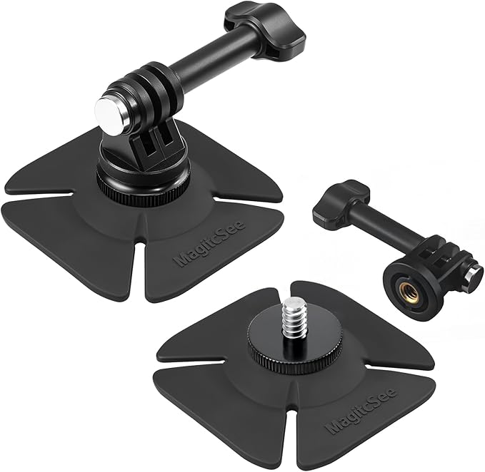 Adhesive Helmet Camera Mount Fits for GoPro Hero 13, Insta360 X5/X4/X3 and DJI Action Sports Cameras, Flexible Sticky Accessories Bracket Base for Motorcycle, Surfboard, Snowboard, 2 Pack