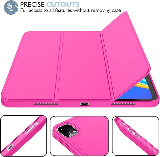 iMieet iPad Pro 13 Inch Case (M5/M4) 2025/2024 with Pencil Holder, Trifold Stand Smart Case with Soft TPU Back, Auto Wake/Sleep (Rose Red)