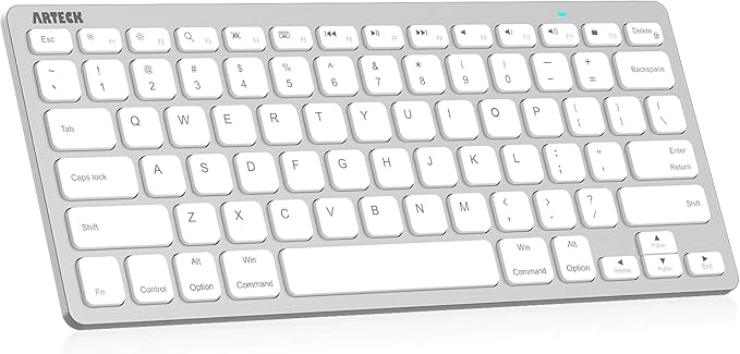 Arteck Ultra-Slim Bluetooth Keyboard Compatible with iPad 10.2-inch/iPad Air/iPad 9.7-inch/iPad Pro/iPad mini, iPhone and Other Bluetooth Enabled Devices Including iOS, Android, Windows Silver