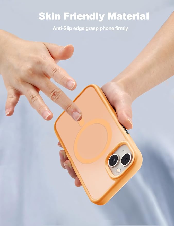 Tigowos for iPhone 15 case Fits MagSafe 10FT Drop Resistant Matte Skin Feeling Shockproof Back Cover Fits iPhone 15 Phone Cases, Yellow