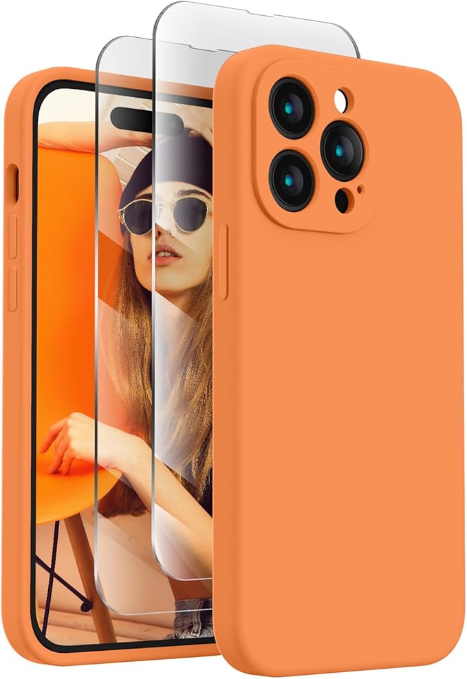 FireNova Designed for iPhone 14 Pro Max Case, Silicone Upgraded [Camera Protection] Case, Soft Anti-Scratch Microfiber Lining Inside, 6.7 inch, Kumquat