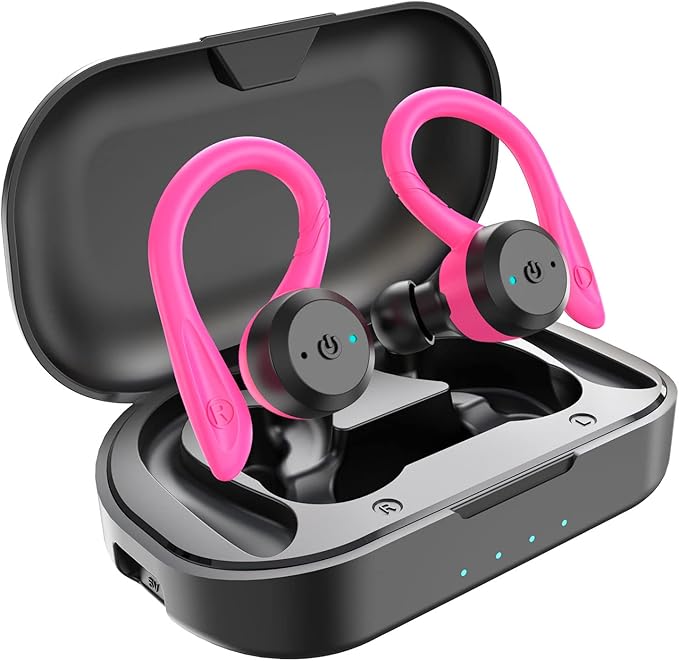 APEKX Bluetooth Headphones True Wireless Earbuds with Charging Case IPX7 Waterproof Stereo Sound Earphones Built-in Mic in-Ear Headsets Deep Bass for Sport Running Gym Workout Exercise Red
