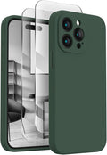 FireNova Designed for iPhone 15 Pro Max Case, Silicone Upgraded [Camera Protection] Phone Case with [2 Screen Protectors], Soft Anti-Scratch Microfiber Lining Inside, 6.7 inch, Alpine Green