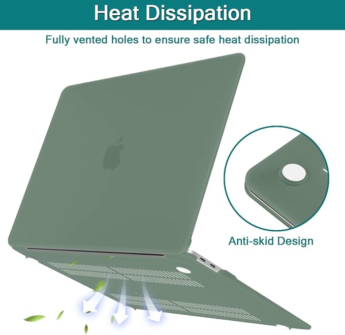 Teryeefi Case Compatible with MacBook Pro 13 inch Case A2338 M1 M2 A2251 A2289 A2159 A1989 A1706 with Touch Bar (2016-2022 Release) ,Alpine Green
