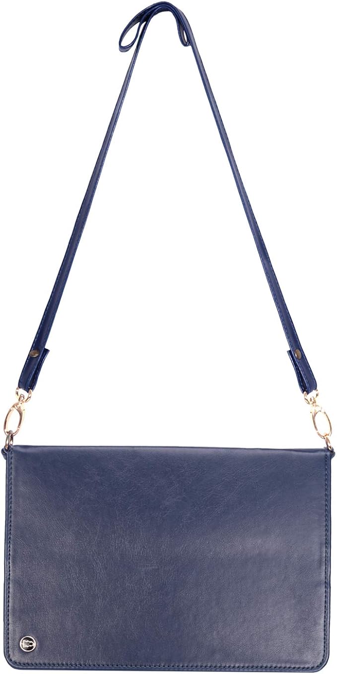 Handbag Case for Apple iPad 5/iPad 6 9.7", iPad Air 1st/2nd Generation Cases, Techcircle Folio Stand Crossbody Wallet Case with Pencil Holder, Hand Strap & Shoulder Strap Soft Protective Cover, Navy