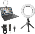 6" Ring Light Video Conference Kit, 5-Color 10-Brightness Clip-On Light with Stable Ring-Light Clamp & 5" Tripod, Desk/Zoom/TikTok, Makeup Light, Selfie Light