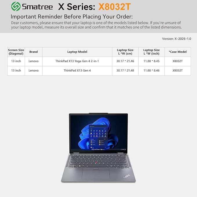 Smatree Hard EVA Protective Sleeve Case Compatible for 13 inch Lenovo ThinkPad X13 Yoga Gen 4 2-in-1 Laptop/ThinkPad X13 Gen 4 Notebook Bag (X8032T)