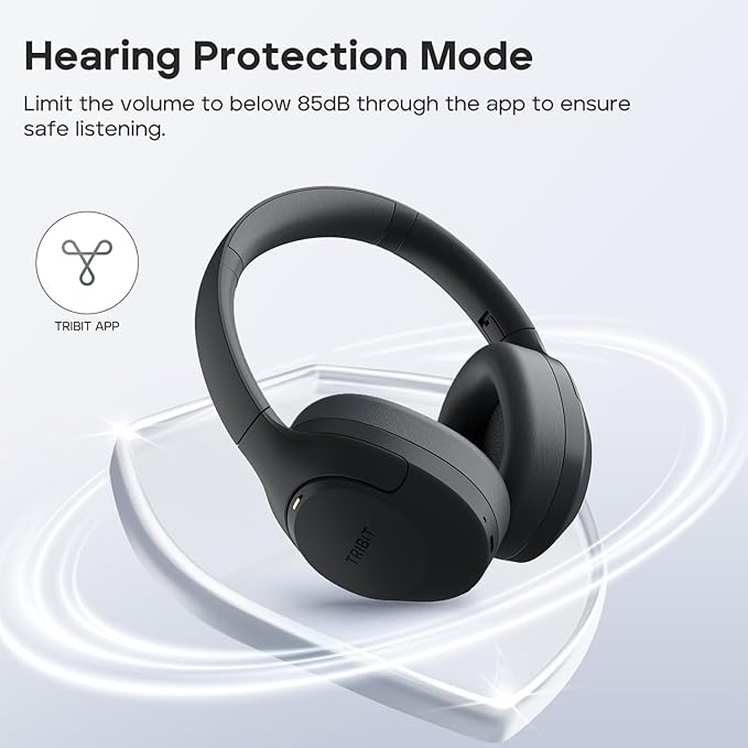 Tribit Wireless Over-Ear Headphones QuietPlus 81, Hybrid Active Noise Cancelling, Bluetooth 6.0 Headset, 110H Playtime, 6 Custom EQ via App, Deep Bass, Foldable, Comfortable, Lightweight for Travel