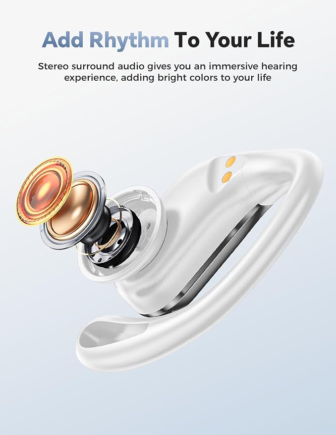 Wireless Earbuds Sports Bluetooth Headphones: Sweatproof & Waterproof, 40H Playtime Stereo Deep Bass Over Ear Buds with Earhooks, Easy Button Controls, Secure Fit Earphones for Gym Running Workout