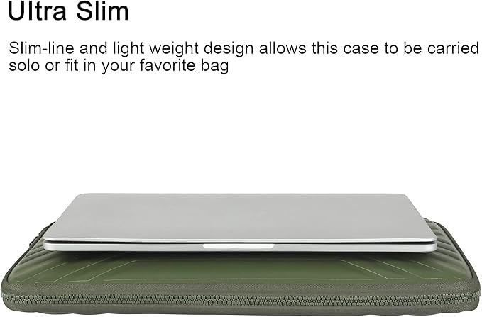 DOMISO 14 Inch Laptop Sleeve with Handle, Shockproof Waterproof EVA Case for MacBook Air/Pro, 14" Laptops, Lenovo ThinkPad, HP Pavilion, Dell Inspiron, Olive