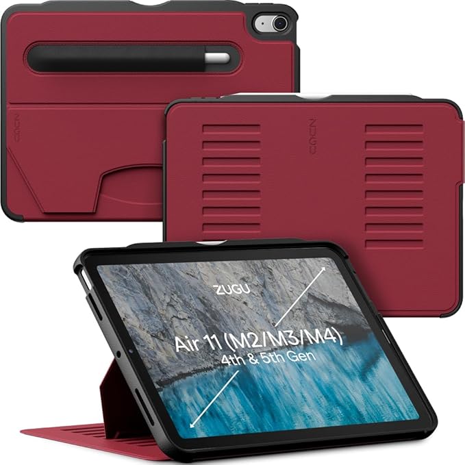 ZUGU CASE for iPad Air 11 M4 2026/M3 2025/M2 2024 iPad Air 4 & 5 10.9 Inch (2020/2022) - Protective, Ultra Thin, Magnetic Stand, Sleep/Wake Cover with Apple Pencil Charging & Storage - Scarlet Red