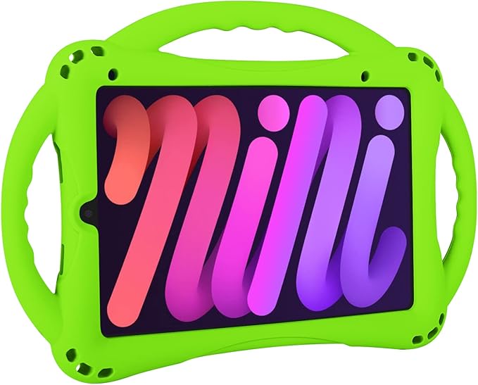 TopEsct Kids Case for iPad mini 7 (A17 Pro) 2024 /iPad Mini6 2021, Shockproof Silicone Cover with Handle Stand for 8.3" iPad mini 6th/7th Gen,Green