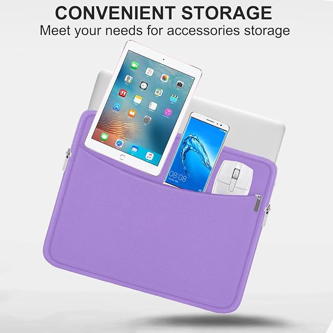 14 inch Laptop Sleeve, Shockproof Protective Laptop Cover Briefcase Carrying Computer Bag with Accessory Pocket Portable Computer Sleeve for 14" MacBook, HP, Dell, Lenovo, Acer, Purple