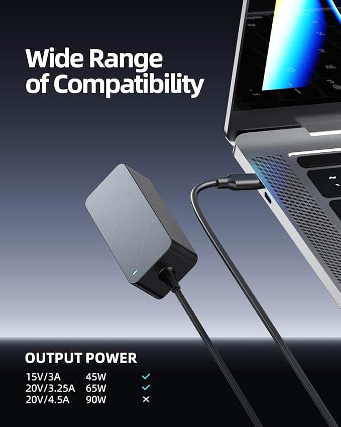 65W USB C AC Charger Compatible with Lenovo Yoga 7 7i 9 9i 2-in-1 14 16 inch Laptop Power Supply Cord Adapter