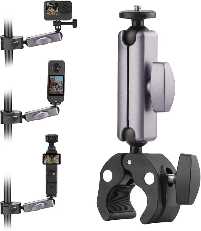 BRDRC Pocket 3 4 Camera Bike Mount Clamp Motorcycle Handle Holder Aluminum for Insta360 X5 X4 X3 Ace Pro Go 3S, for DJI Osmo Pocket 3 4 Mobile 8 7 Action 6 5 Pro 4, for GoPro Max Hero Mini Accessories